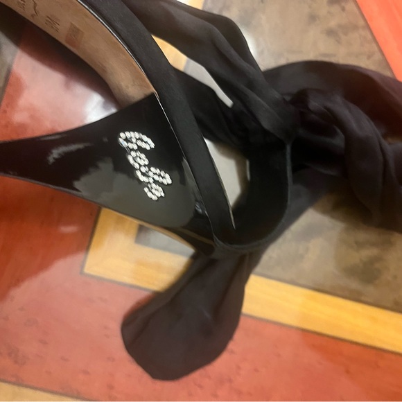 Bebe Black Satin Bow Heels - Picture 3 of 3